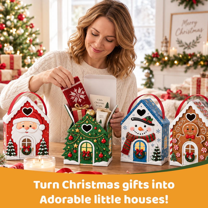 🎄Christmas Cottage Gift Box – 5 Festive Designs for Candy & Small Gifts