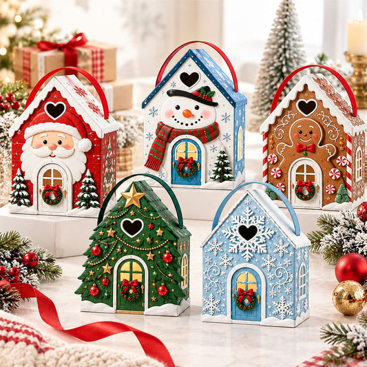 🎄Christmas Cottage Gift Box – 5 Festive Designs for Candy & Small Gifts