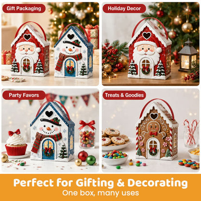 🎄Christmas Cottage Gift Box – 5 Festive Designs for Candy & Small Gifts